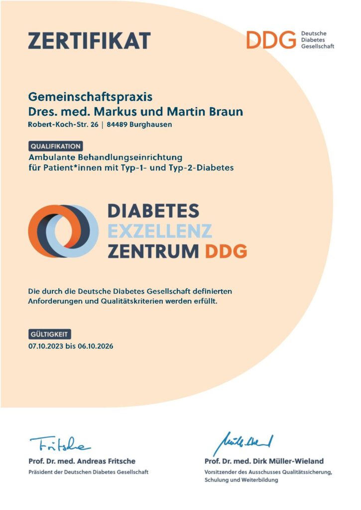 Urkunde Diabetes Exzellenzzentrum
